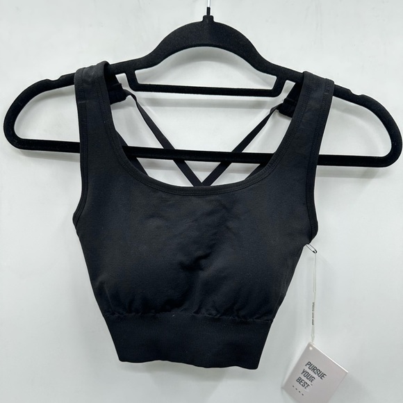 ACTA Other - ACTA Black criss-cross back padded support comfort woman yoga sports bra NWT S